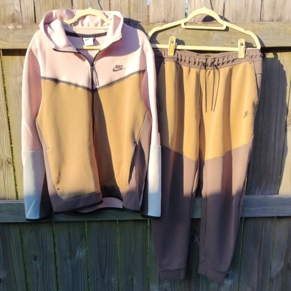Nike Pink and Tan Colorblock Tracksuit
